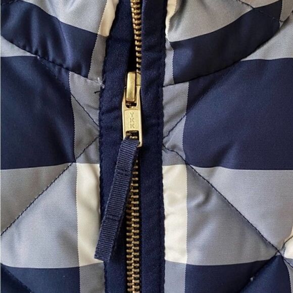 J. Crew Excursion Quilted Down Vest Navy Cream Plaid Size XS preppy 138.00 MSRP - Picture 4 of 13